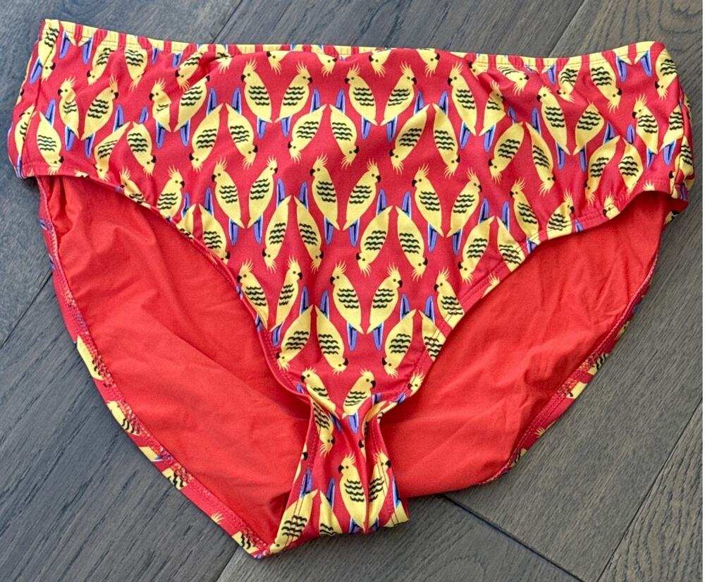 Modcloth The Franky Bird Whimsical High-Waisted Bikini Bottom Orange Plus 1X NWT